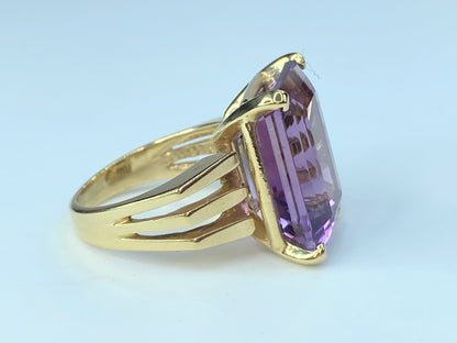 Immense Amethyst Solitaire 14 karat ring