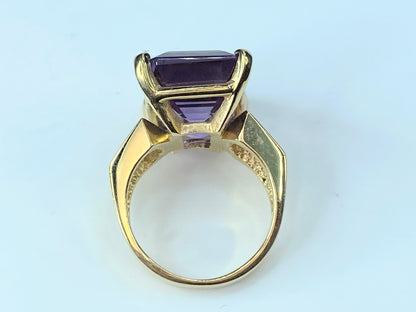 Immense Amethyst Solitaire 14 karat ring