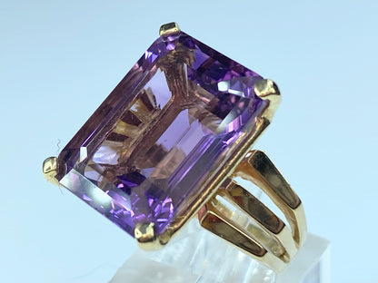 Immense Amethyst Solitaire 14 karat ring