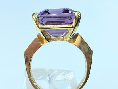 Immense Amethyst Solitaire 14 karat ring