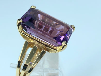 Immense Amethyst Solitaire 14 karat ring