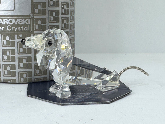 Swarovski Crystal Dachshund Miniature with Metal Tail Figurine MIB 2.5" S233
