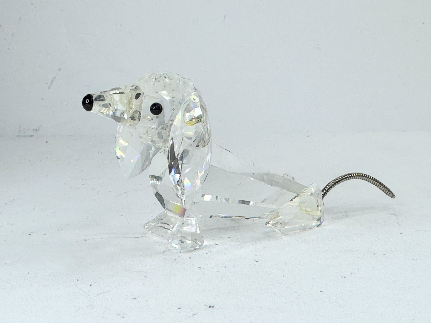 Swarovski Crystal Dachshund Miniature with Metal Tail Figurine MIB 2.5" S233