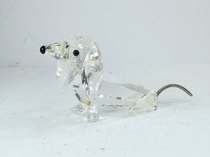 Swarovski Crystal Dachshund Miniature with Metal Tail Figurine MIB 2.5" S233