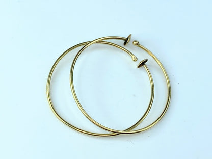 Dainty 14K yellow gold 27.0mm hoop dangle clip on earrings