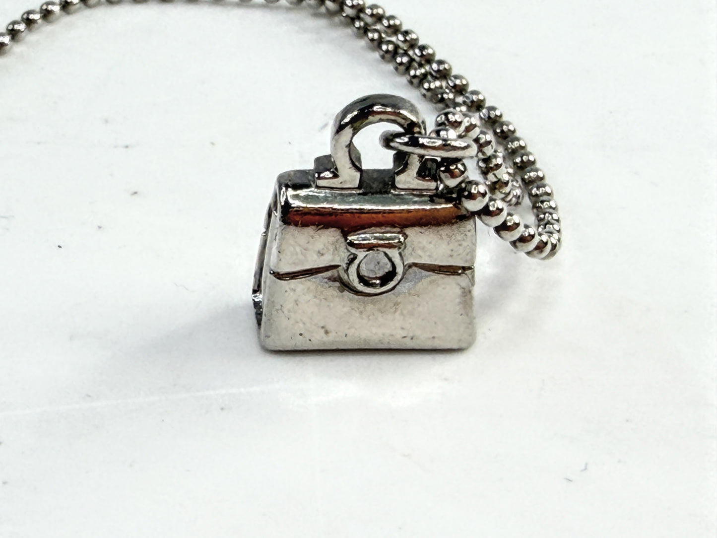 Vintage Salvatore Ferragamo Crystal Gancini & Handbag Necklace 16" 8.7g GS825