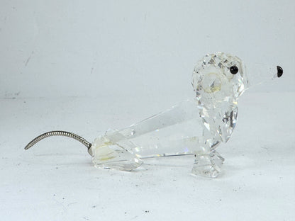 Swarovski Crystal Dachshund Miniature with Metal Tail Figurine MIB 2.5" S233