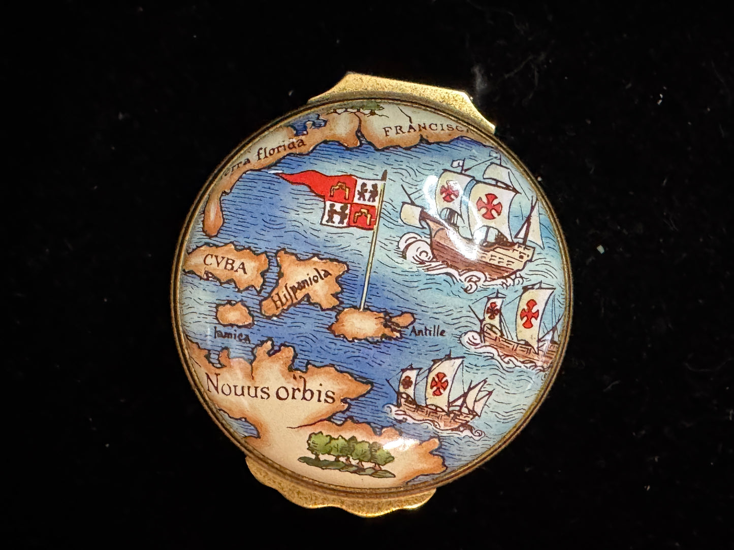 Halcyon Days Enamels New World Map Trinket Box A1110