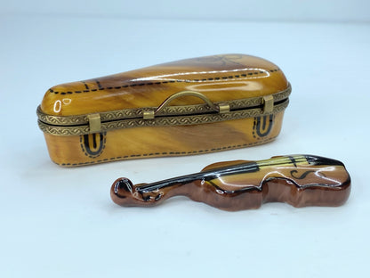 Rochard VIOLIN in case Limoges Box ~ Peint main ~ France A86