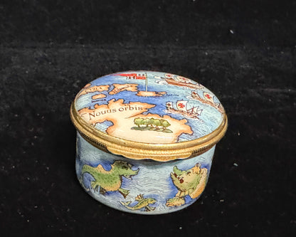 Halcyon Days Enamels New World Map Trinket Box A1110
