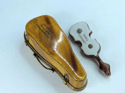 Rochard VIOLIN in case Limoges Box ~ Peint main ~ France A86