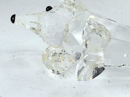 Swarovski Crystal Dachshund Miniature with Metal Tail Figurine MIB 2.5" S233