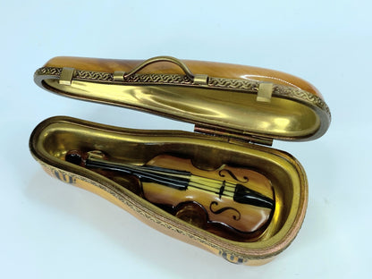 Rochard VIOLIN in case Limoges Box ~ Peint main ~ France A86