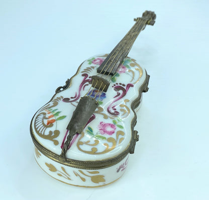 French Early 20th Century Violin Shape Pill/Trinket Box A87