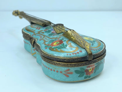 French Early 20th Century Violin Shape Pill/Trinket Box A88