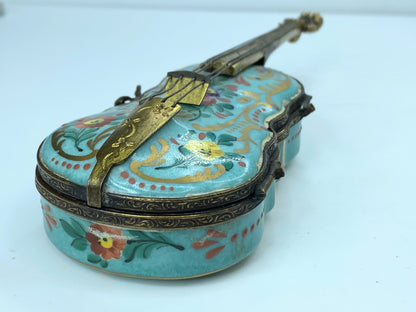 French Early 20th Century Violin Shape Pill/Trinket Box A88