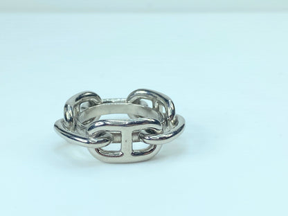 Hermès Horsebit Jumbo Chain D'Ancre Silver Scarf Ring authentic GS436