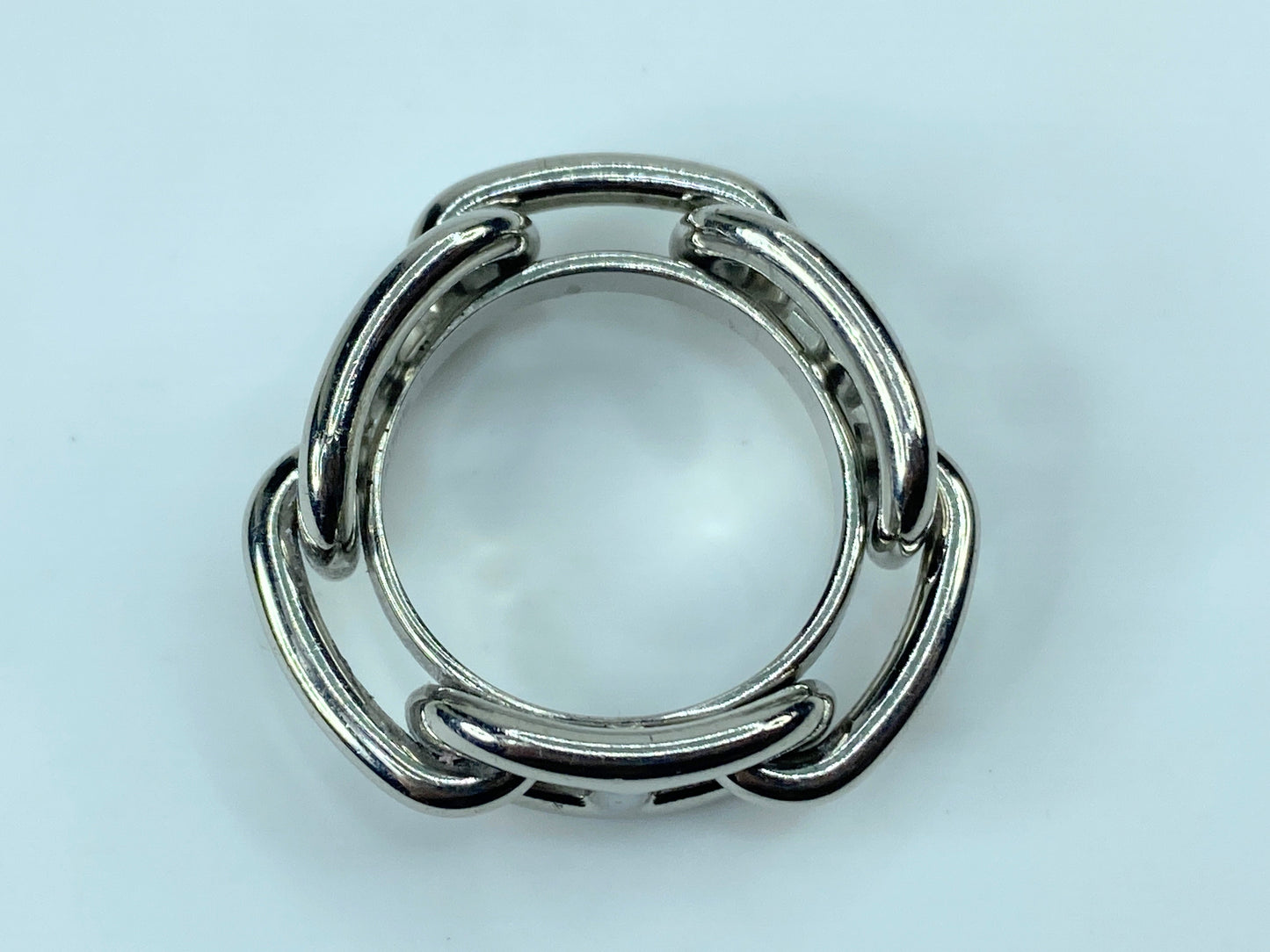 Hermès Horsebit Jumbo Chain D'Ancre Silver Scarf Ring authentic GS436