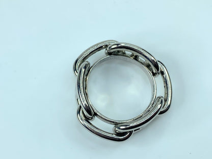 Hermès Horsebit Jumbo Chain D'Ancre Silver Scarf Ring authentic GS436