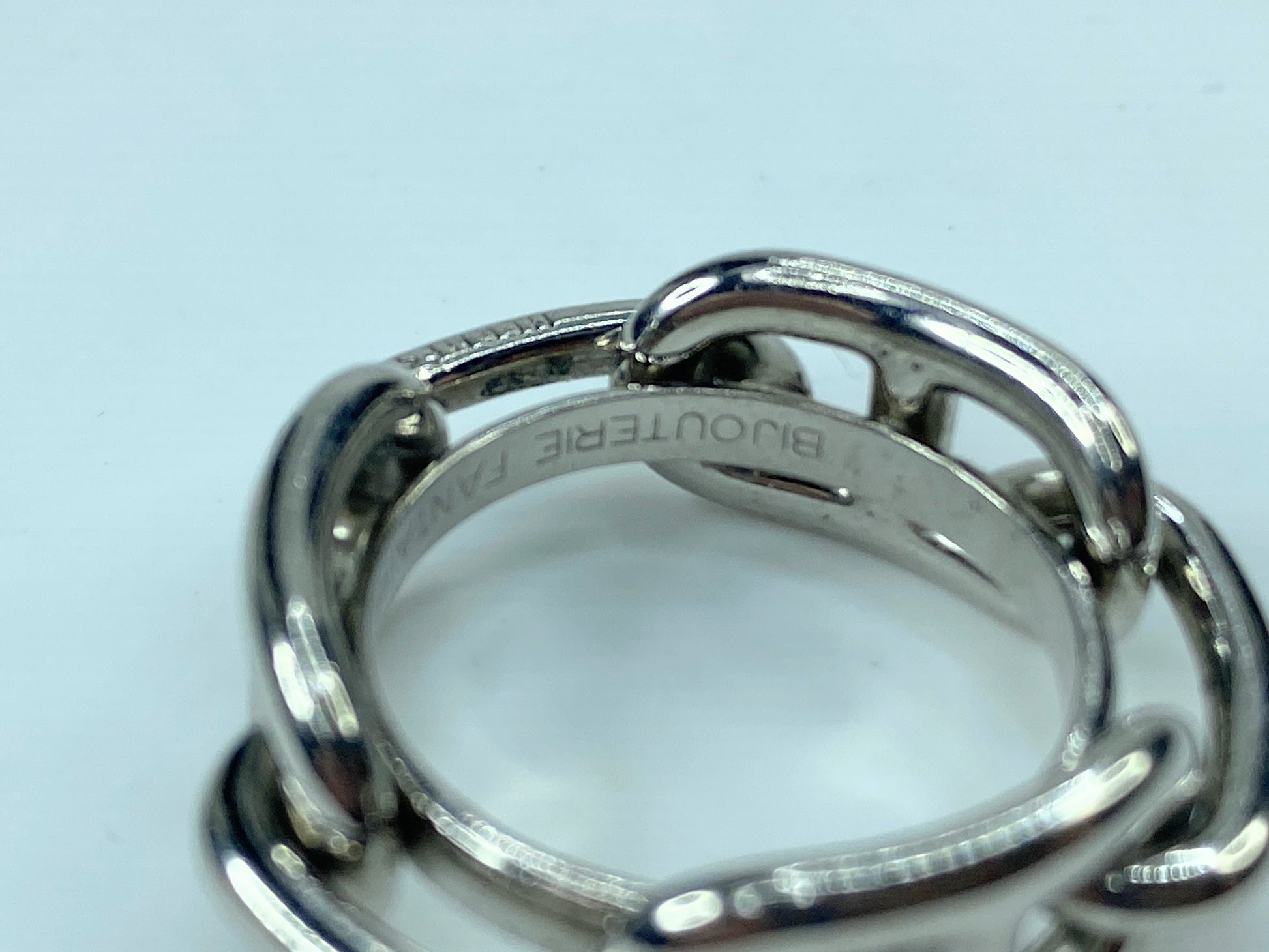 Hermès Horsebit Jumbo Chain D'Ancre Silver Scarf Ring authentic GS436