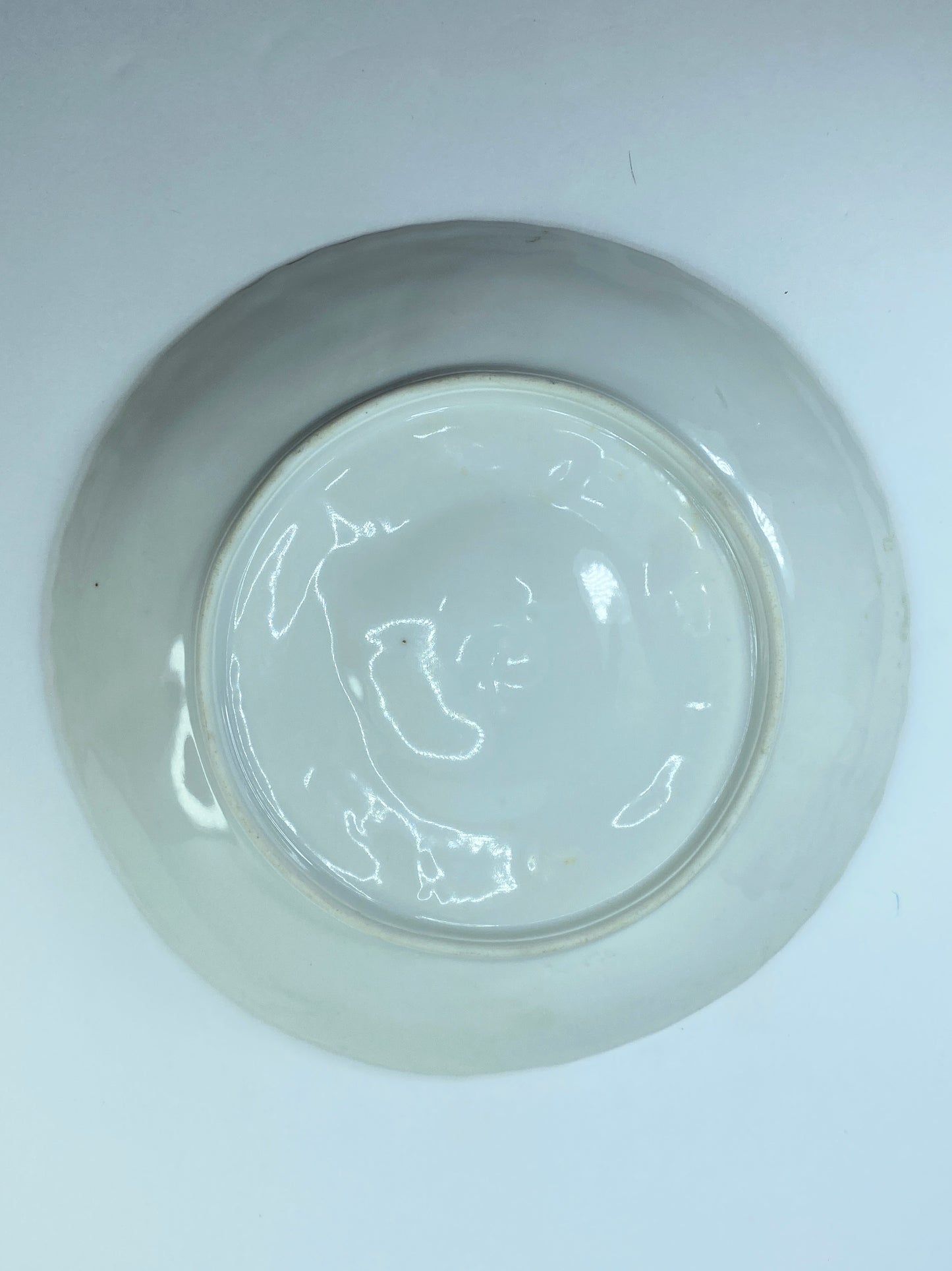 Antique Rare Lavender yellow sponge dab gold trim 5 well oyster plate A598
