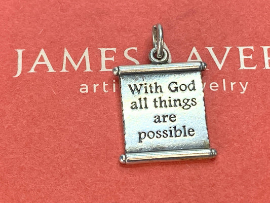 James Avery With God All Things Are Possible Scripture Scroll Sterling JR9819