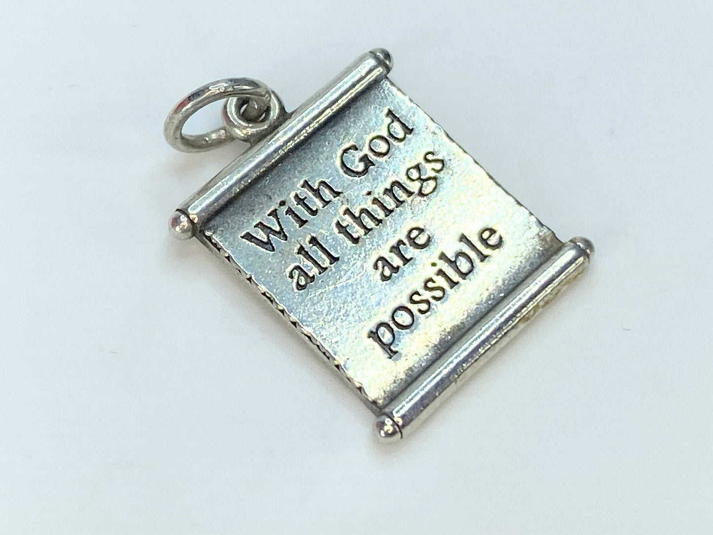 James Avery With God All Things Are Possible Scripture Scroll Sterling JR9819