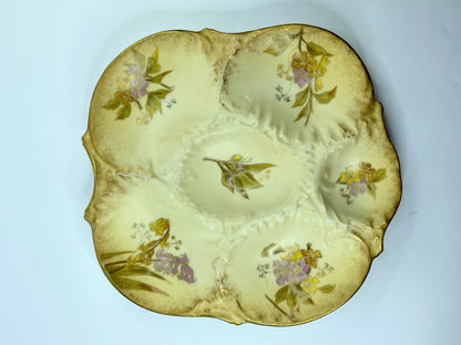 Antique Martial Redon Limoges Floral Vignettes gold accents oyster plate A600