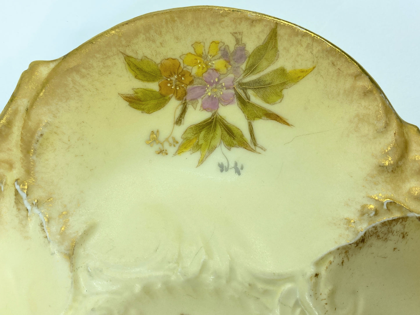 Antique Martial Redon Limoges Floral Vignettes gold accents oyster plate A600