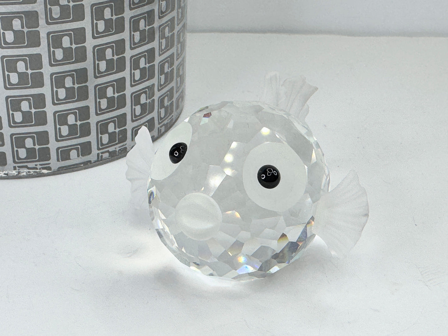 Retired Swarovski Crystal large Blowfish Fish Figurine South Sea w/box S189