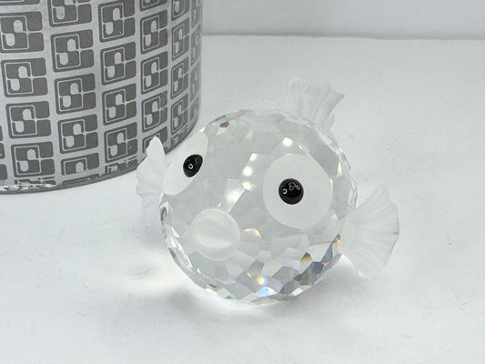 Retired Swarovski Crystal large Blowfish Fish Figurine South Sea w/box S189