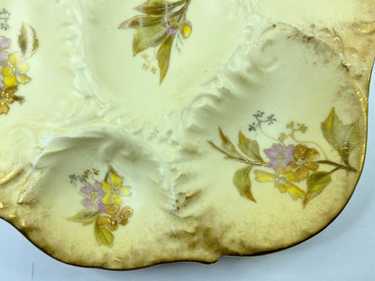 Antique Martial Redon Limoges Floral Vignettes gold accents oyster plate A600