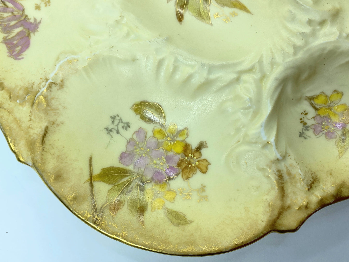 Antique Martial Redon Limoges Floral Vignettes gold accents oyster plate A600