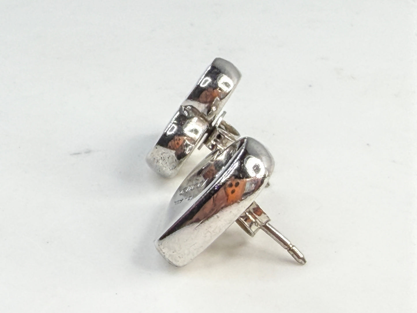 Vintage Gucci Sterling Silver Heart Stud Earrings with Box 10.4g JR1652