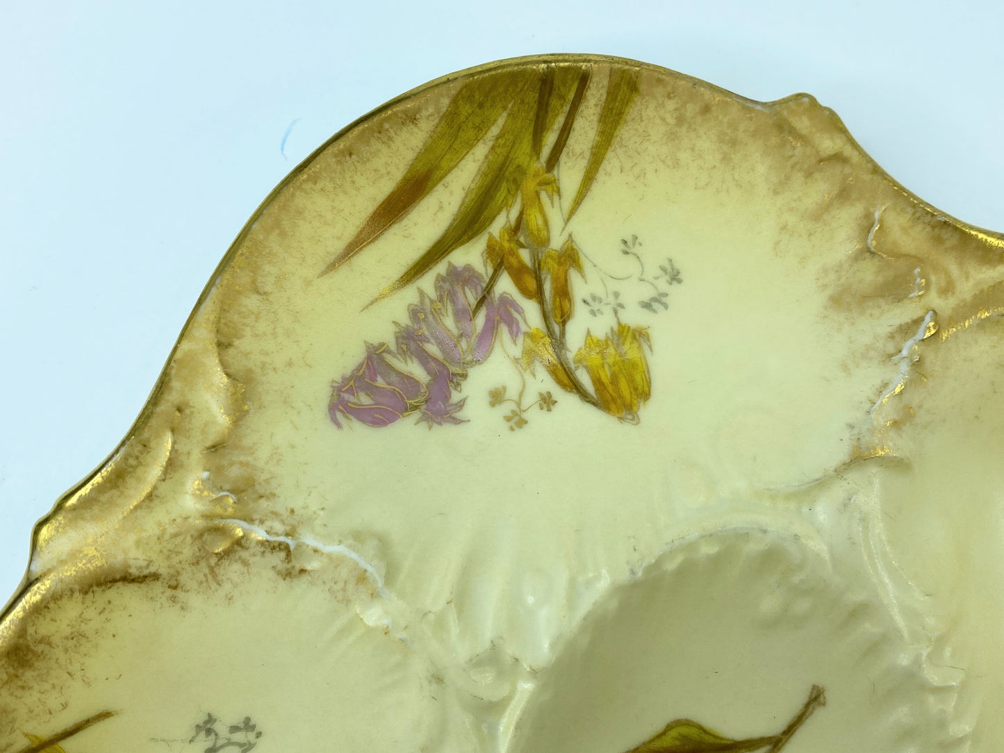 Antique Martial Redon Limoges Floral Vignettes gold accents oyster plate A600