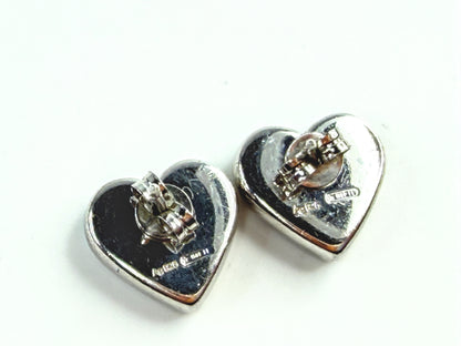 Vintage Gucci Sterling Silver Heart Stud Earrings with Box 10.4g JR1652