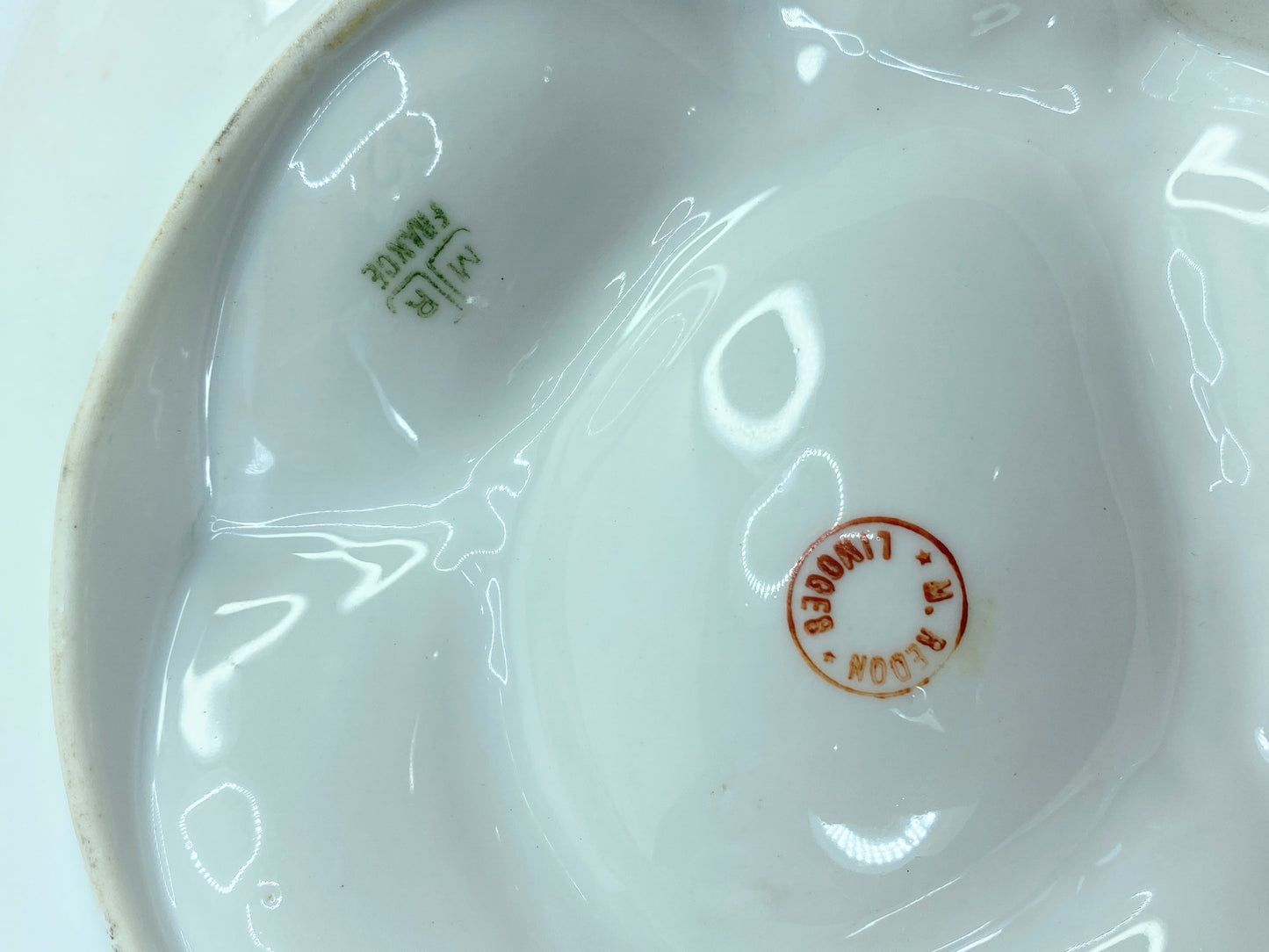 Antique Martial Redon Limoges Floral Vignettes gold accents oyster plate A600