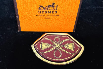 Vintage Hermès Red Enamel Gold-Tone Tassel Pin Brooch France GS841