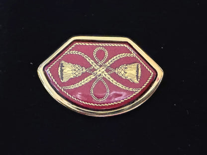 Vintage Hermès Red Enamel Gold-Tone Tassel Pin Brooch France GS841
