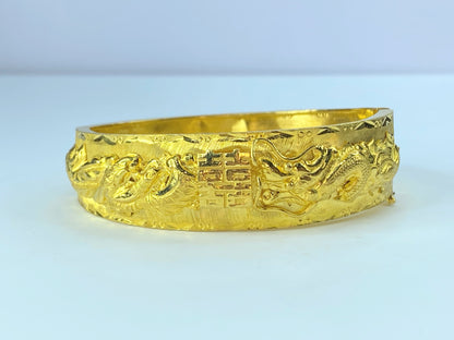 Chow Tai Fook 24k 999 Gold Phoenix Dragon Hinged Bangle Bracelet