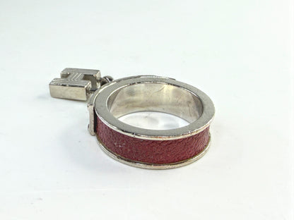Vintage Hermès Burgundy Leather H Lock Scarf Ring w/box GS829