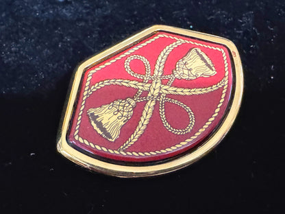 Vintage Hermès Red Enamel Gold-Tone Tassel Pin Brooch France GS841
