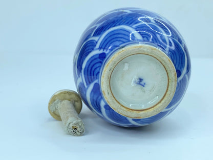 Chinese Blue & White Carp fish in waging Sea snuff bottle A92