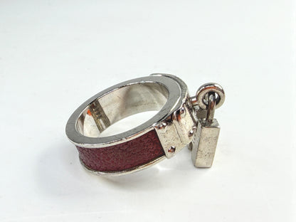 Vintage Hermès Burgundy Leather H Lock Scarf Ring w/box GS829