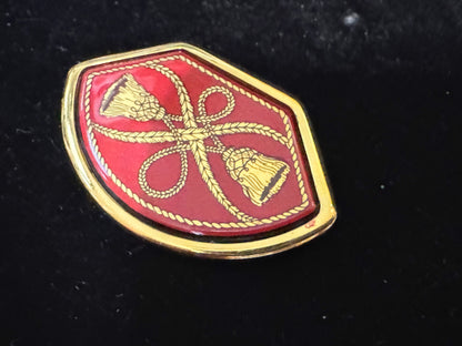 Vintage Hermès Red Enamel Gold-Tone Tassel Pin Brooch France GS841