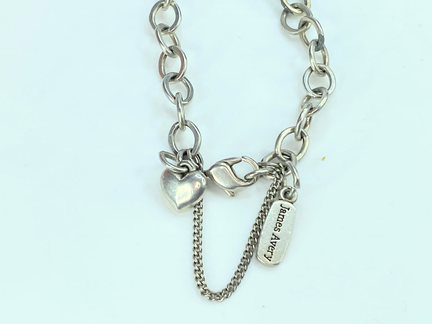 James Avery large Cable Link Charm Bracelet with tag puffy heart charms JR9821