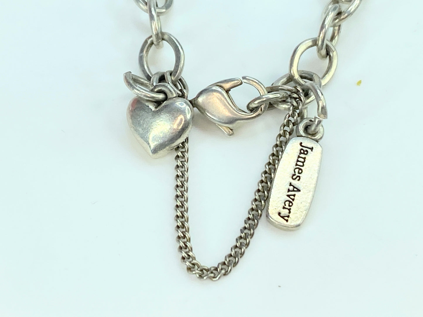 James Avery large Cable Link Charm Bracelet with tag puffy heart charms JR9821