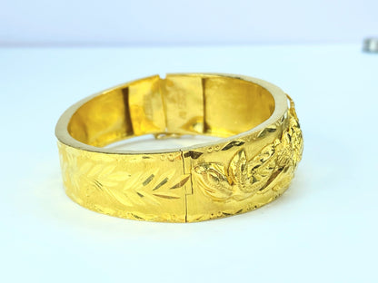 Chow Tai Fook 24k 999 Gold Phoenix Dragon Hinged Bangle Bracelet