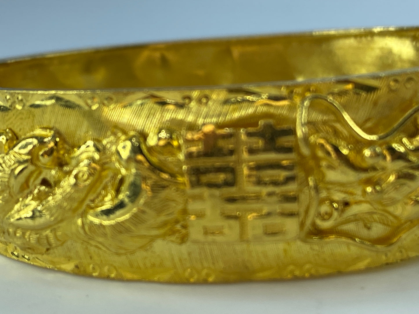 Chow Tai Fook 24k 999 Gold Phoenix Dragon Hinged Bangle Bracelet