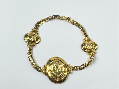 Vintage 14K Gold Italian Cameo Bracelet and matching Earring Set  15.8g JR1776